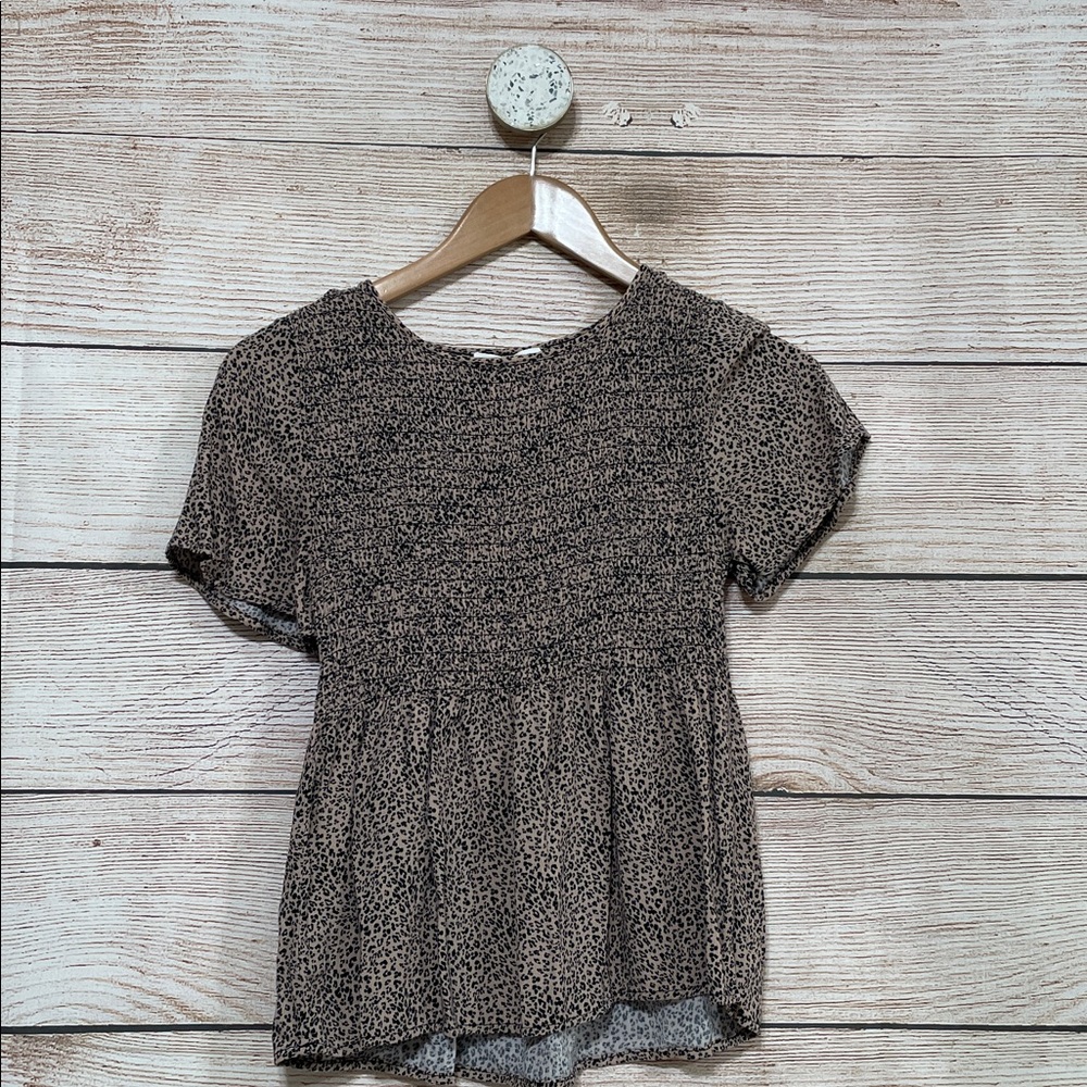 URBAN Romantics Black and Tan Animal Print Blouse